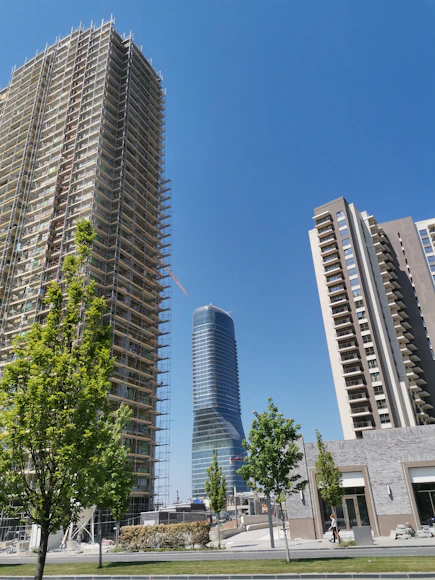 a few tall buildings