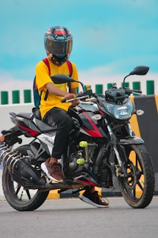 a man on a motorcycle