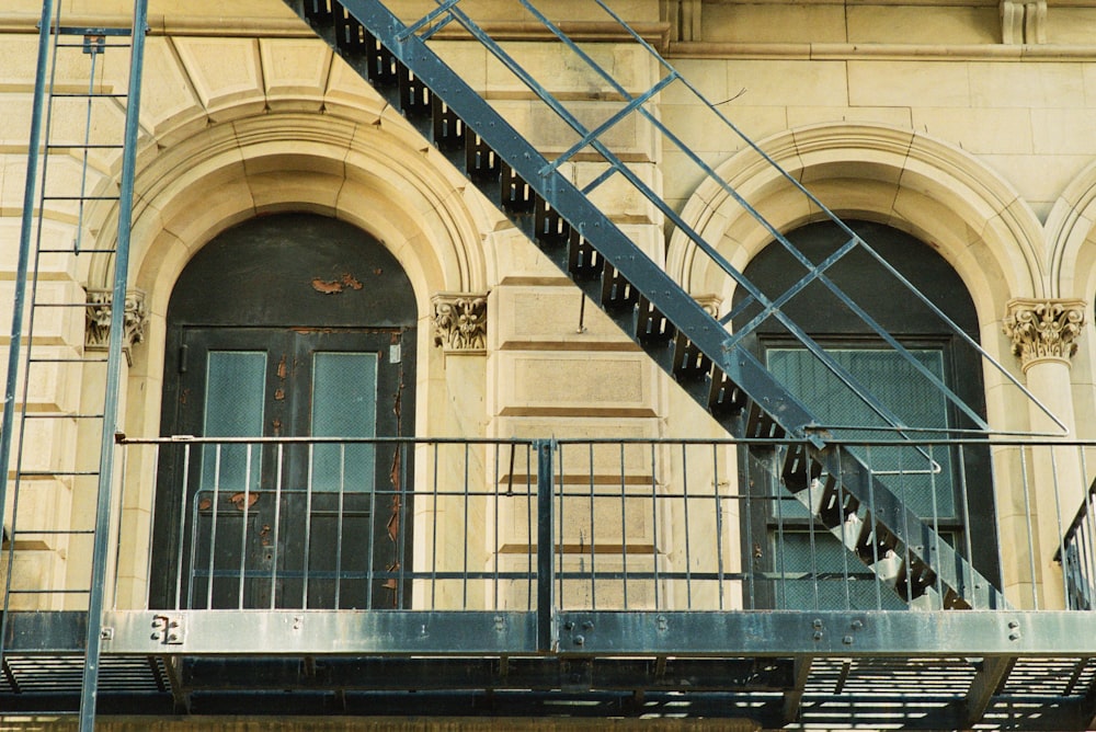 a staircase leading up to a building