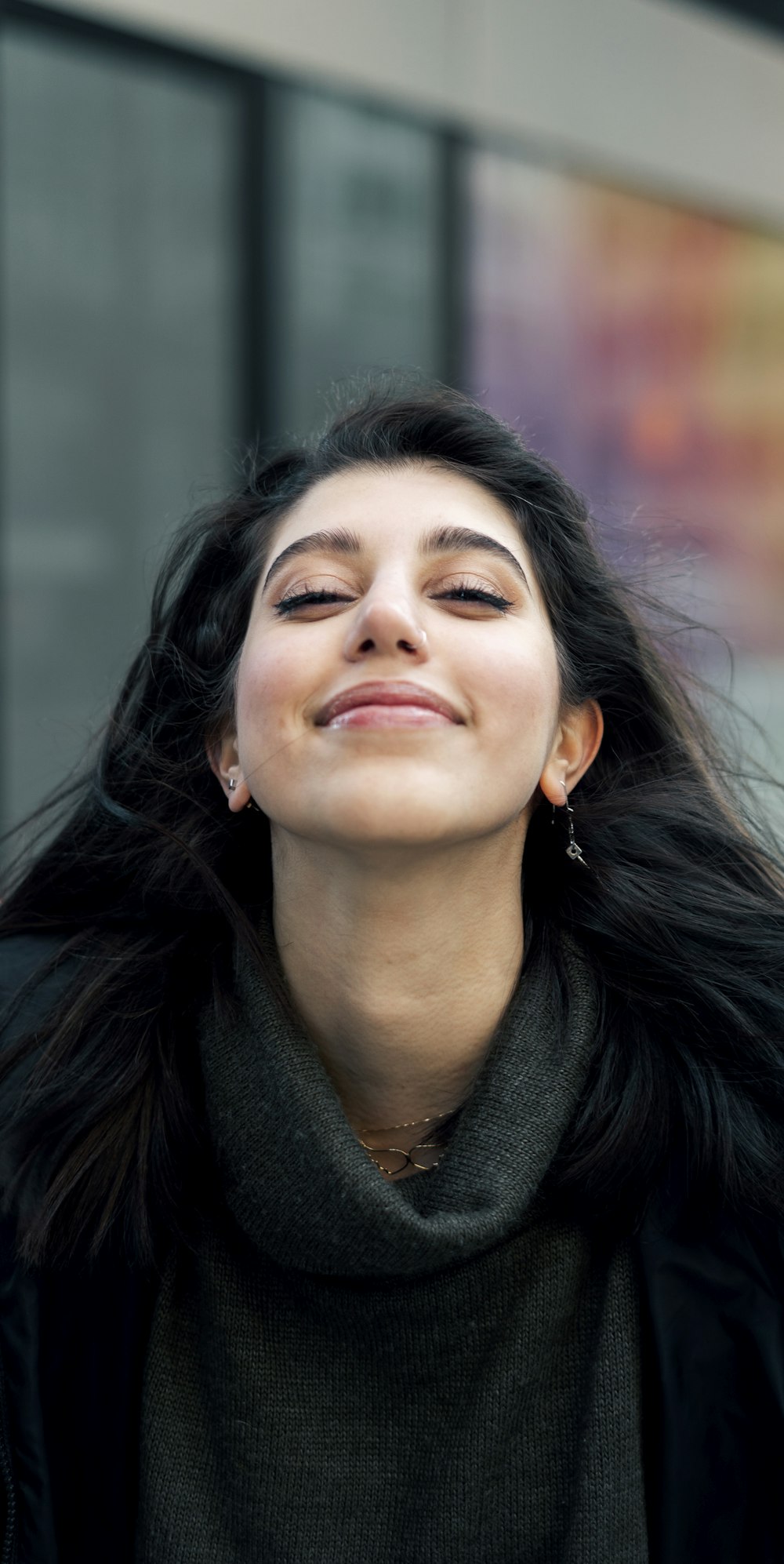 a woman with long hair