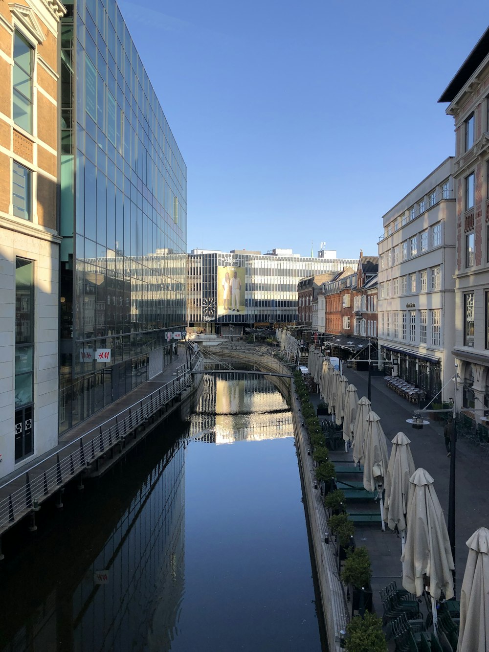 a canal between buildings