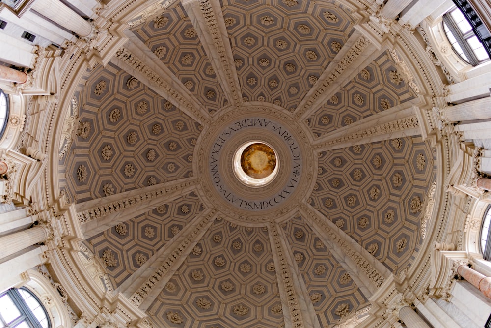 a ceiling with a circular design