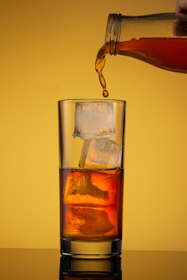 a glass of liquid