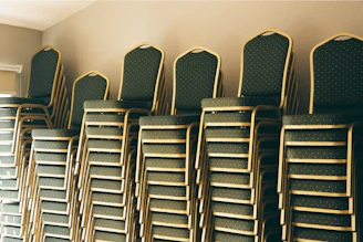rows of black chairs