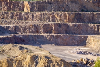 a large rock wall