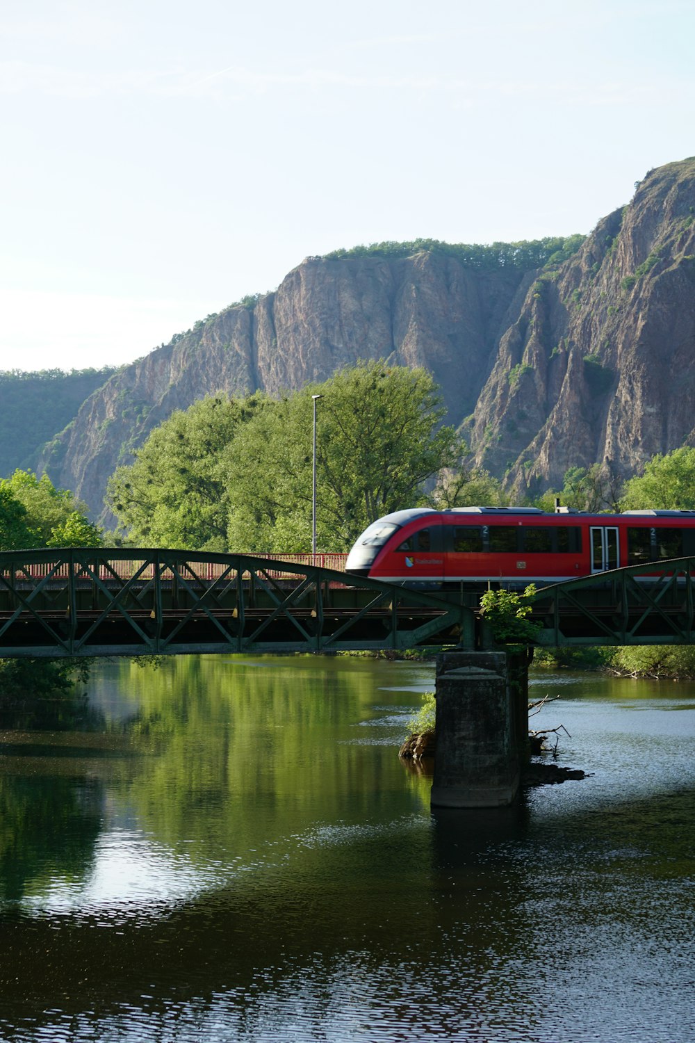 a train going over a bridge