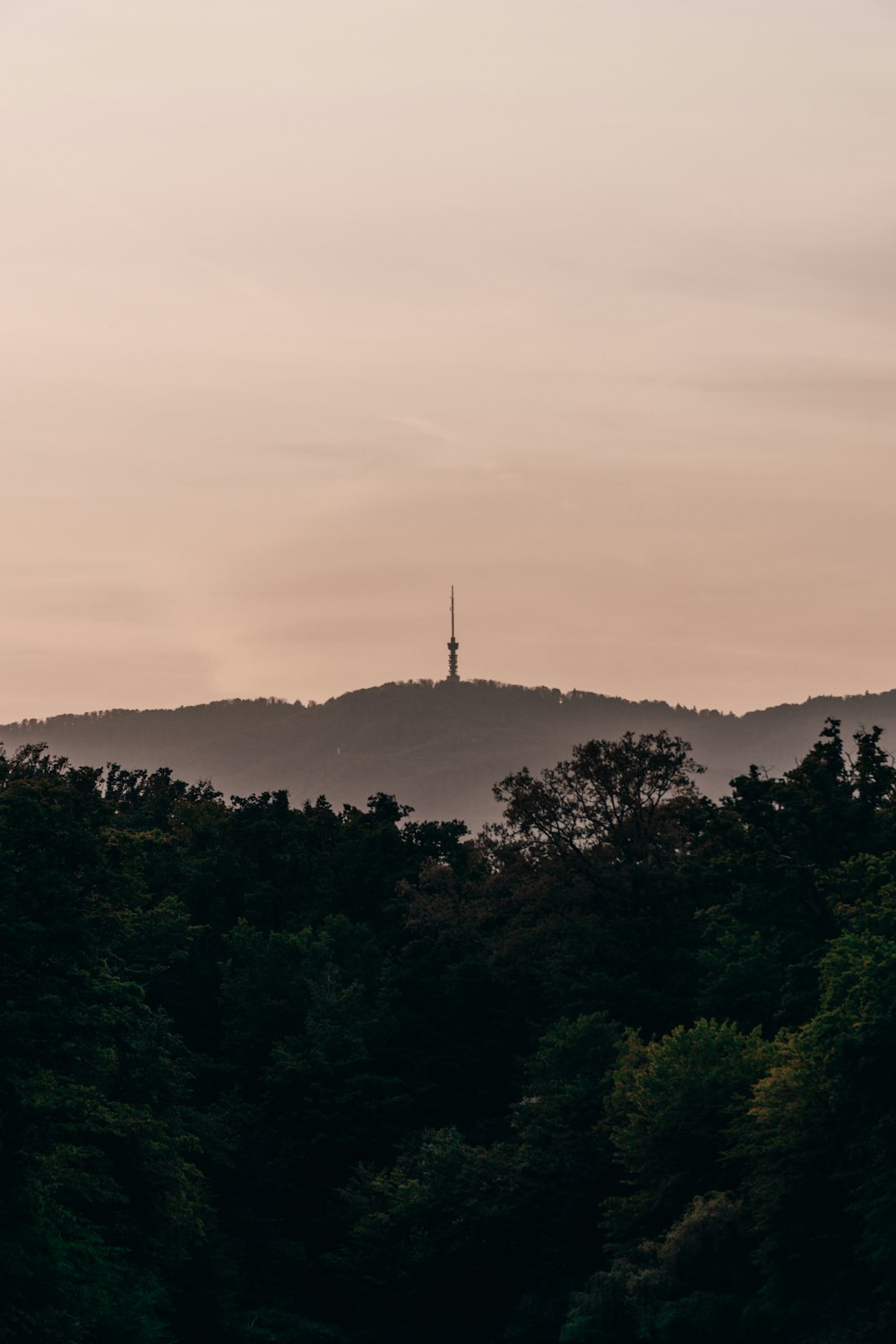 a tower in the distance