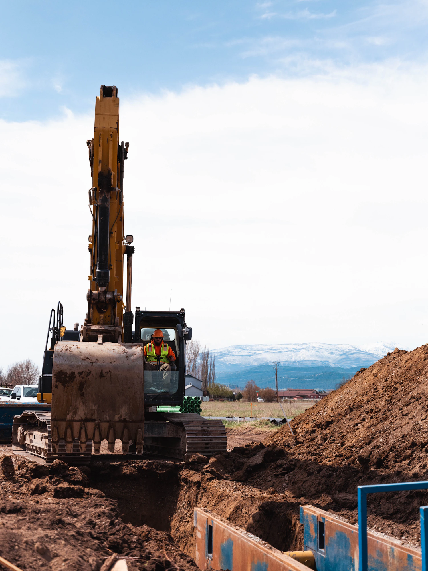 Excavator carrying out earthworks