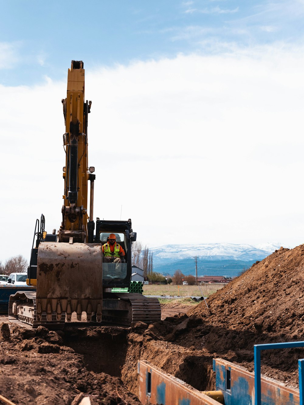 a bulldozer in a dirt field