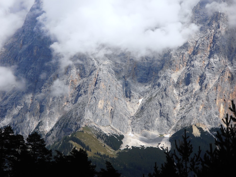 a mountain with snow