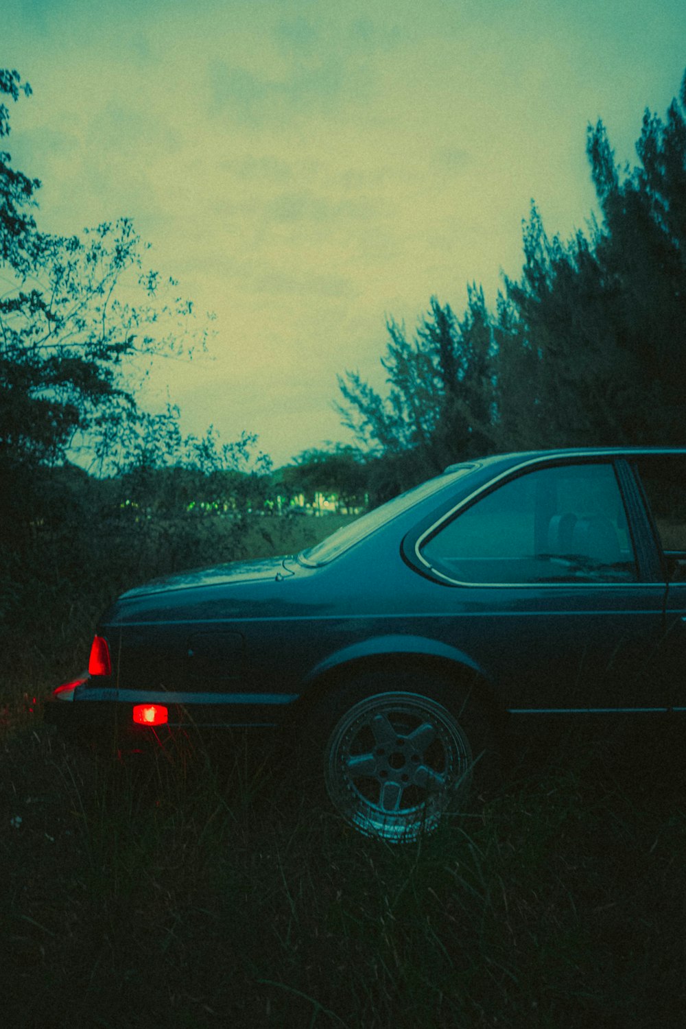 a car parked in a field