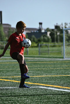 a boy playing football