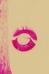 A stylized image featuring a circular tire with visible tread patterns in a vivid magenta hue against a pale yellow background. The left side shows a textured vertical surface that is similarly colored.
