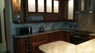 Well-equipped kitchen area in a short-term rental apartment.