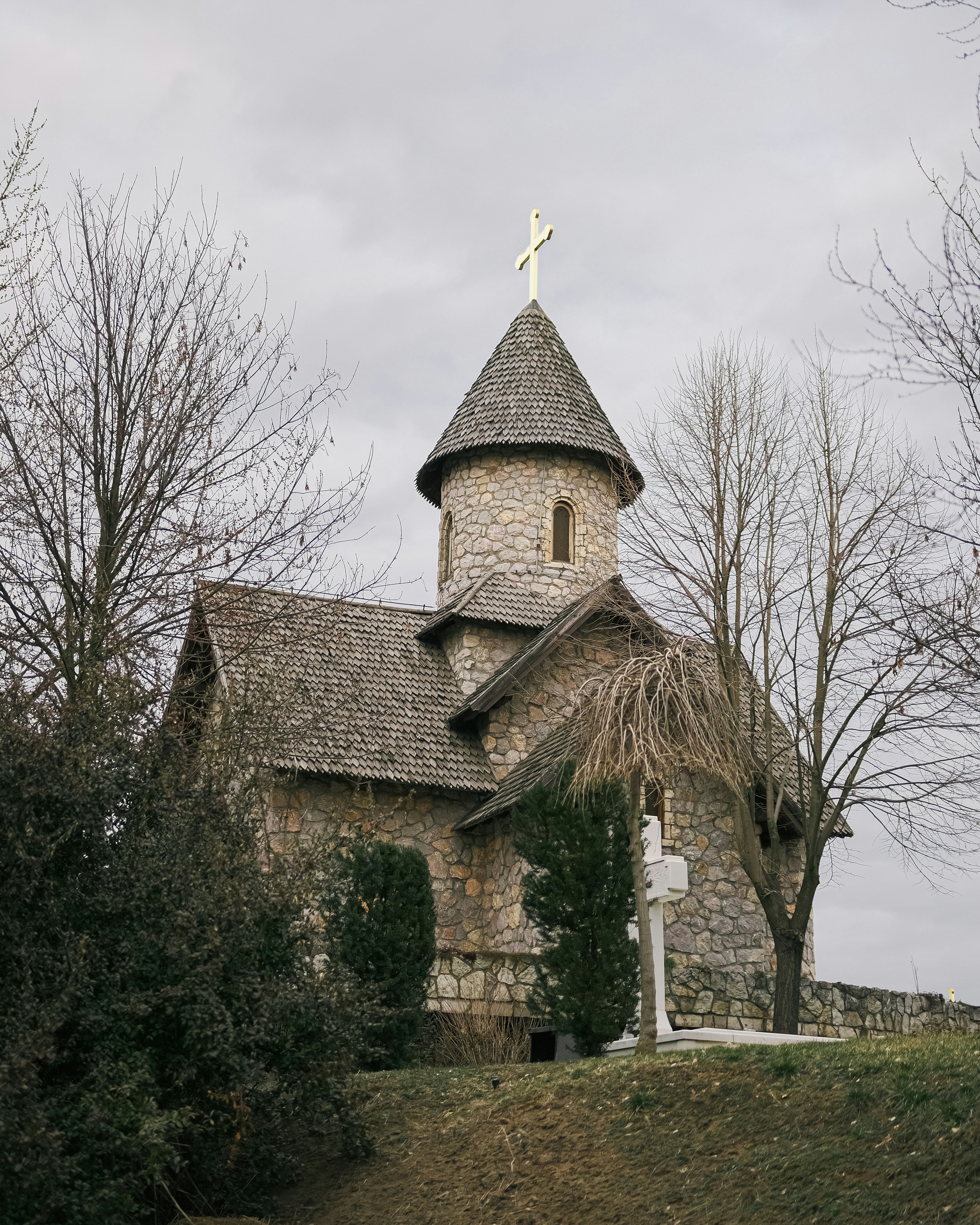 a church with a cross on top