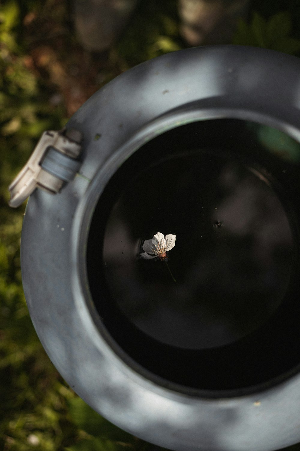 a spider in a round metal object