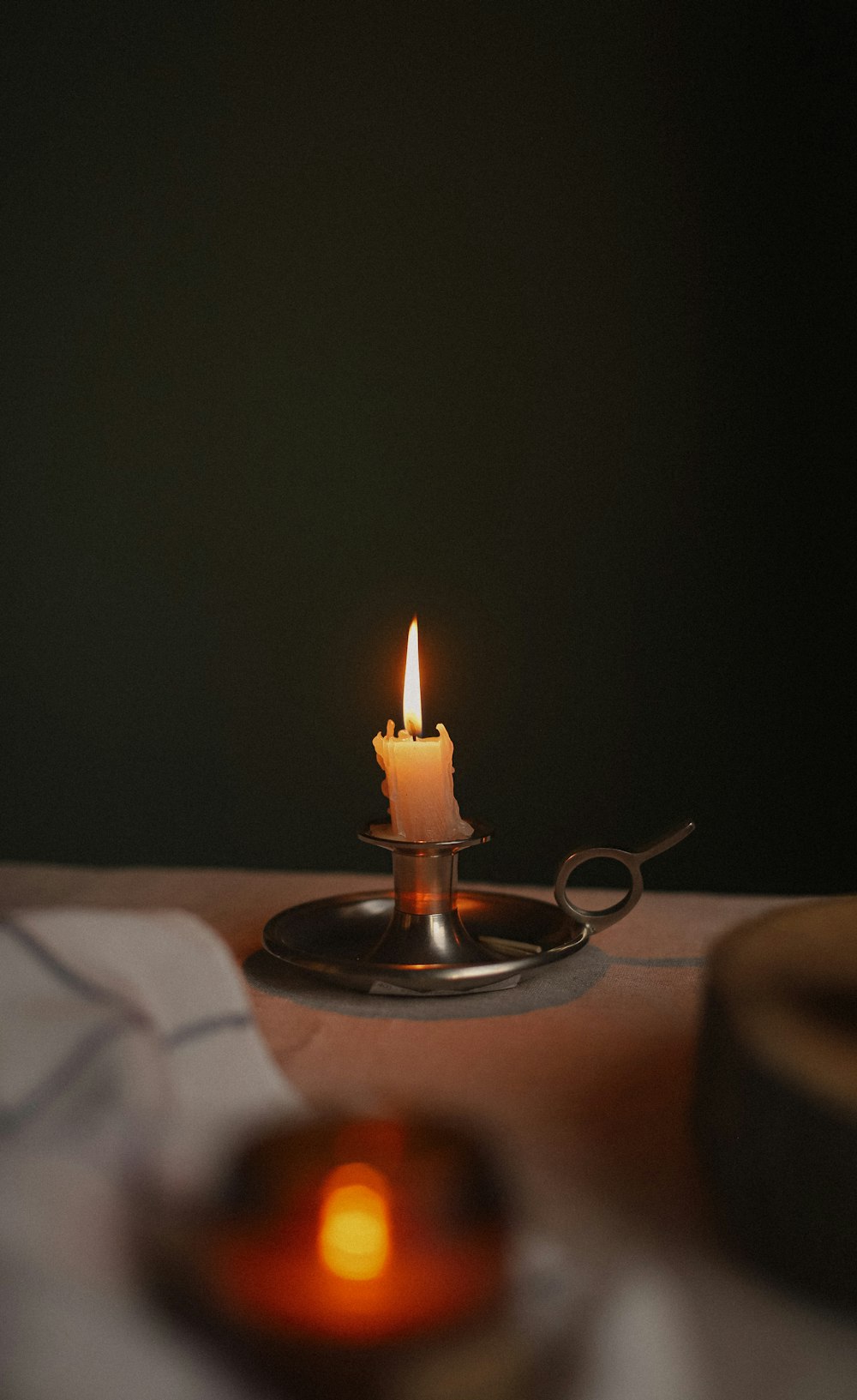 a candle in a holder