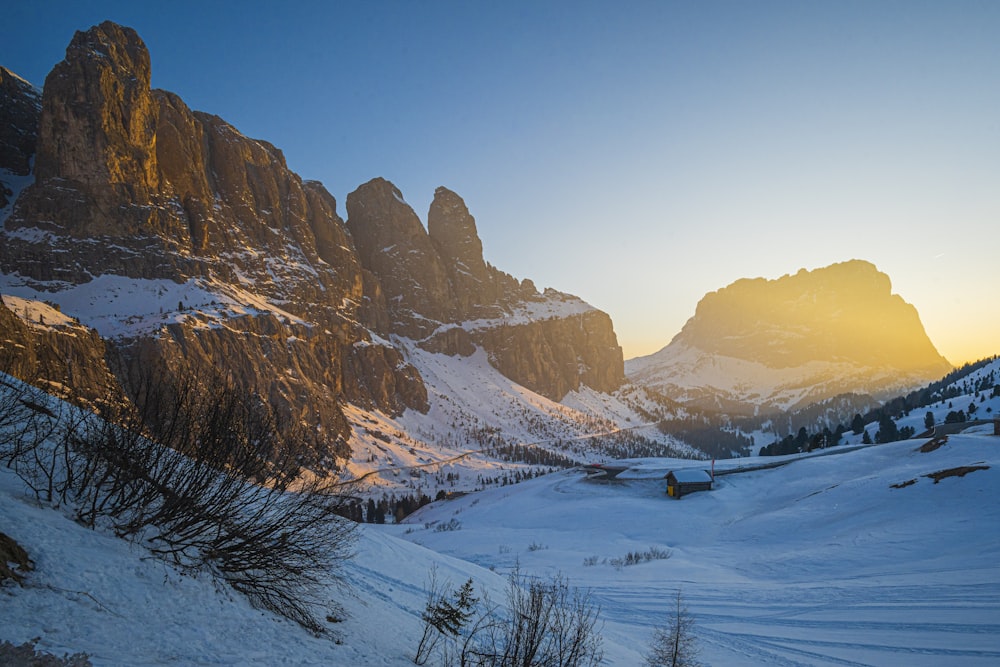 a snowy mountain landscape