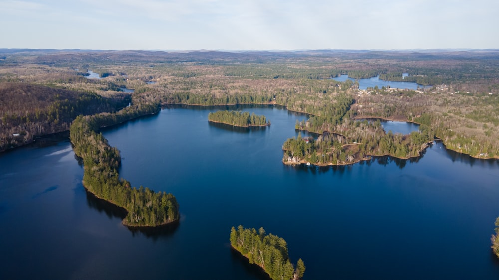 a body of water with land around it