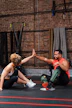 a man and woman exercising