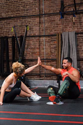 a man and woman exercising