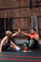 a man and woman exercising