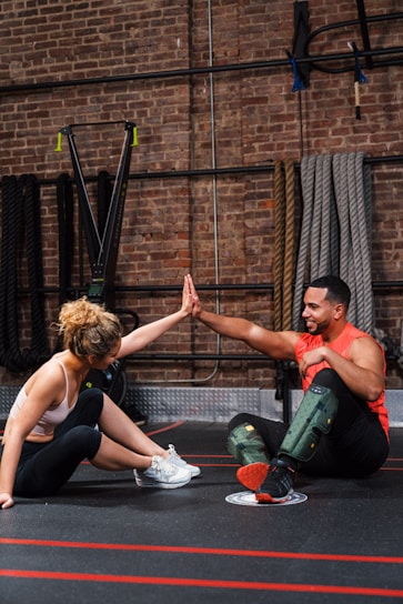 a man and woman exercising