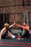a man and woman exercising