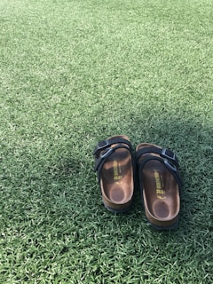 a pair of shoes on grass