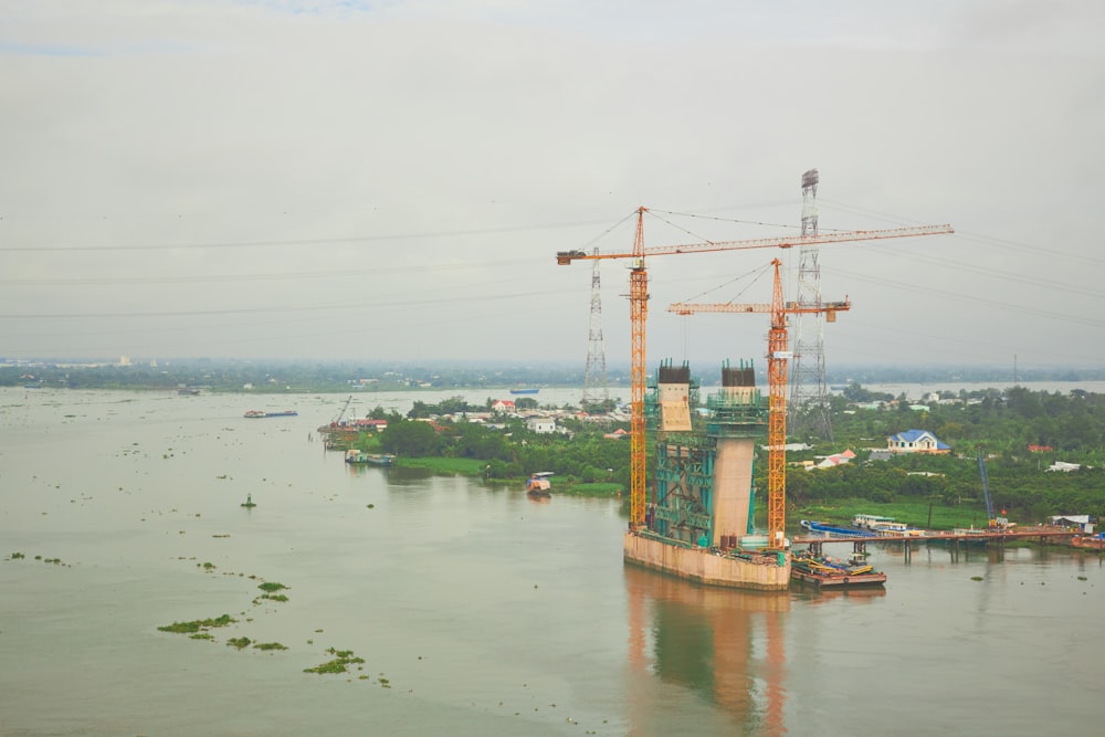 a large crane in a body of water