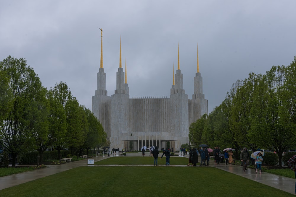 a castle with many spires