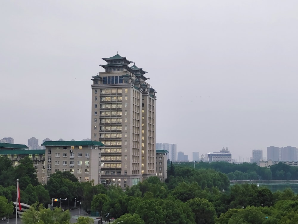 a tall building in a city