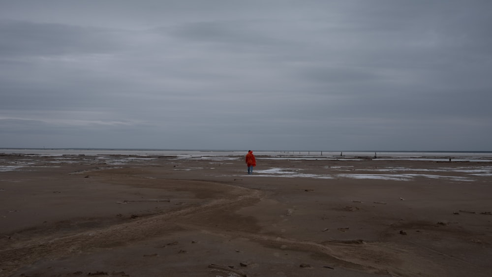 a person walking on a beach