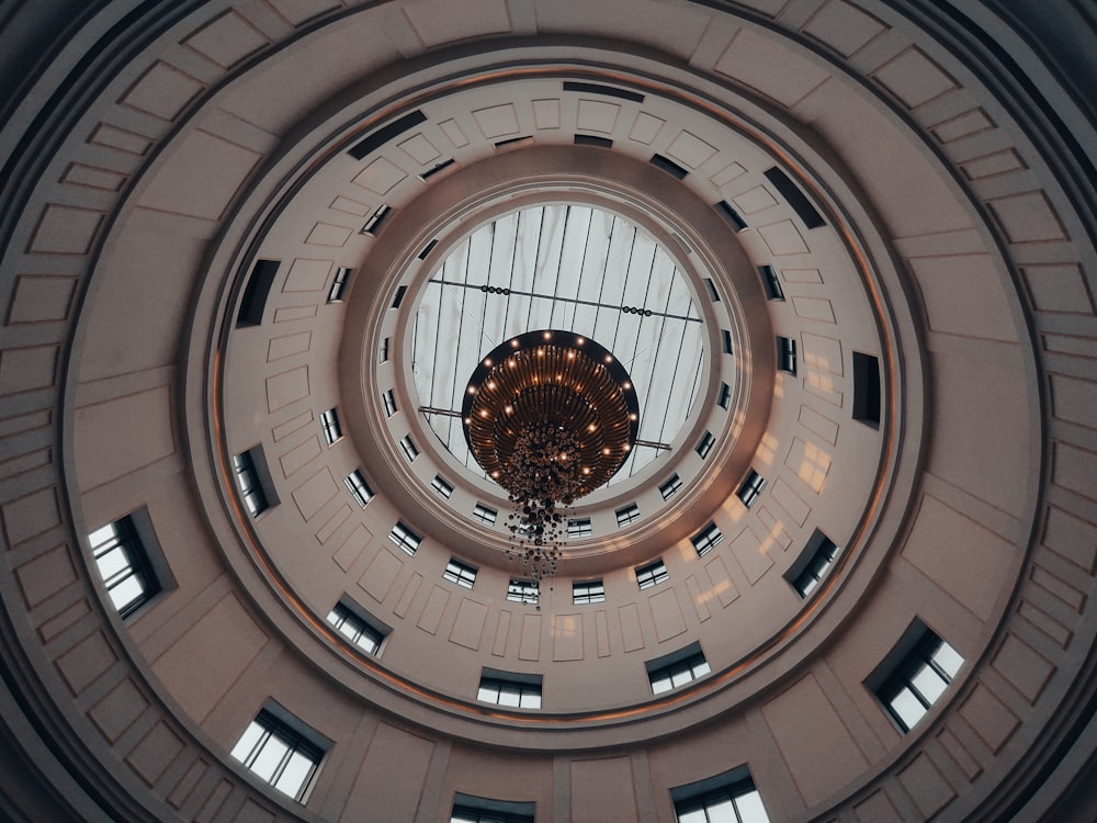 a circular ceiling with a circular design