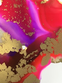 Elegant deep maroon and royal purple abstract hearts blending seamlessly with soft gold accents.