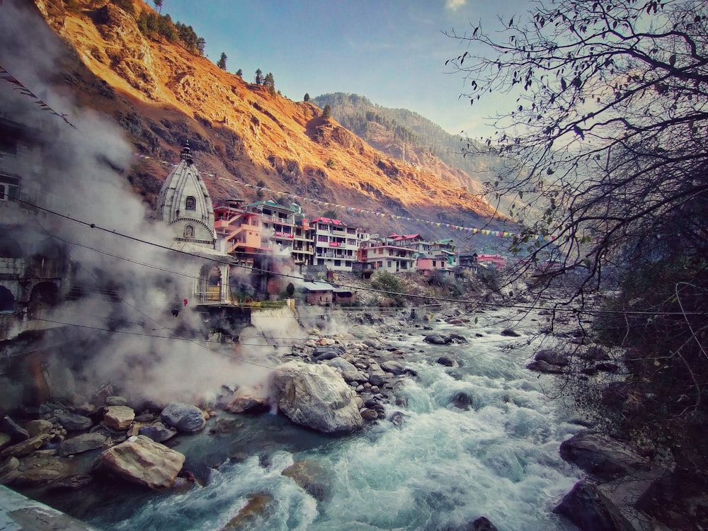 a river running through a town