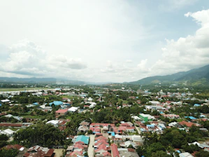 Aerial view of Hemis One township showcasing wide roads and green spaces under a clear sky.