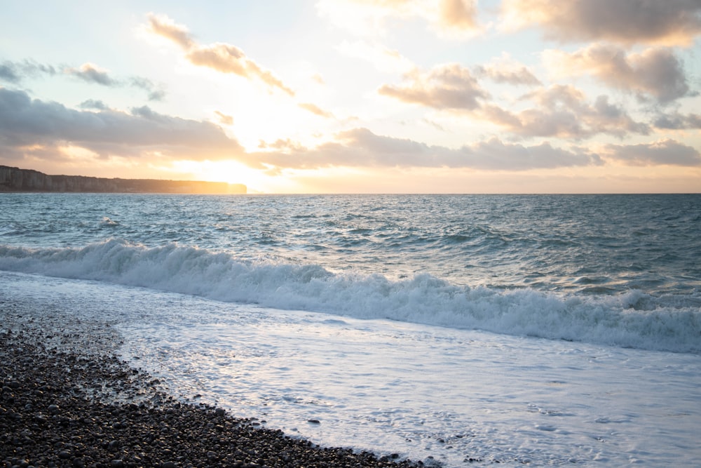 waves crashing on a beach