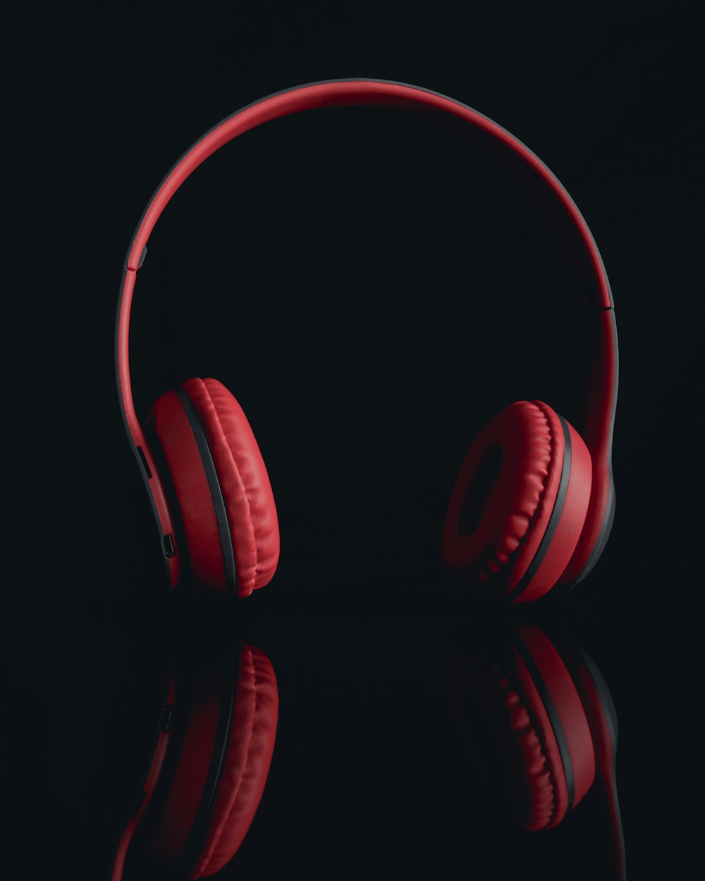 a pair of red headphones