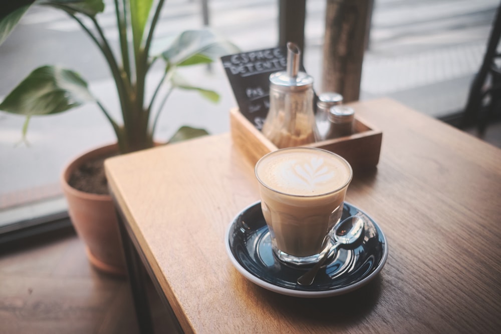 a cup of coffee on a table