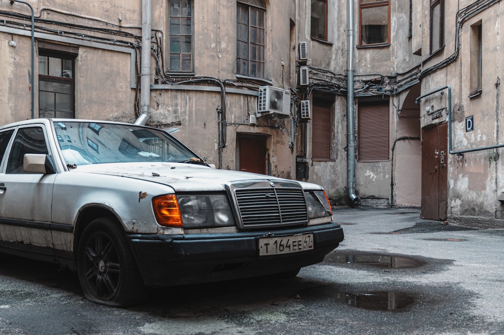 a car parked in a street