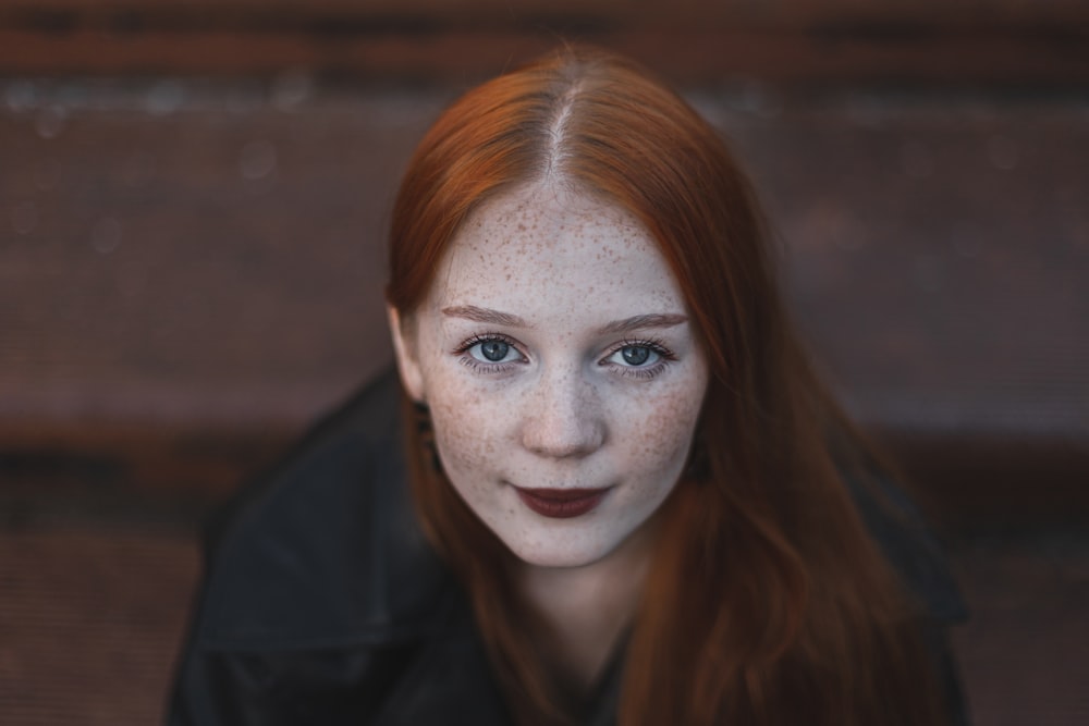 a woman with red hair