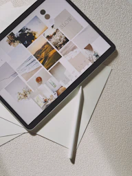 a display case with pictures