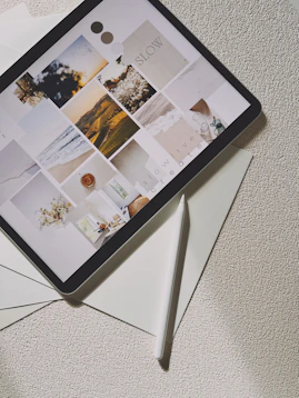 a display case with pictures