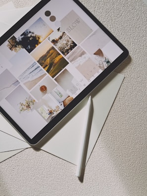 a display case with pictures