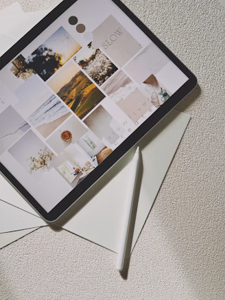 a display case with pictures