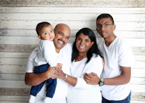 a family posing for a picture