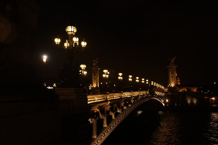 a bridge with lights on it