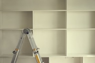 a ladder leaning against a wall