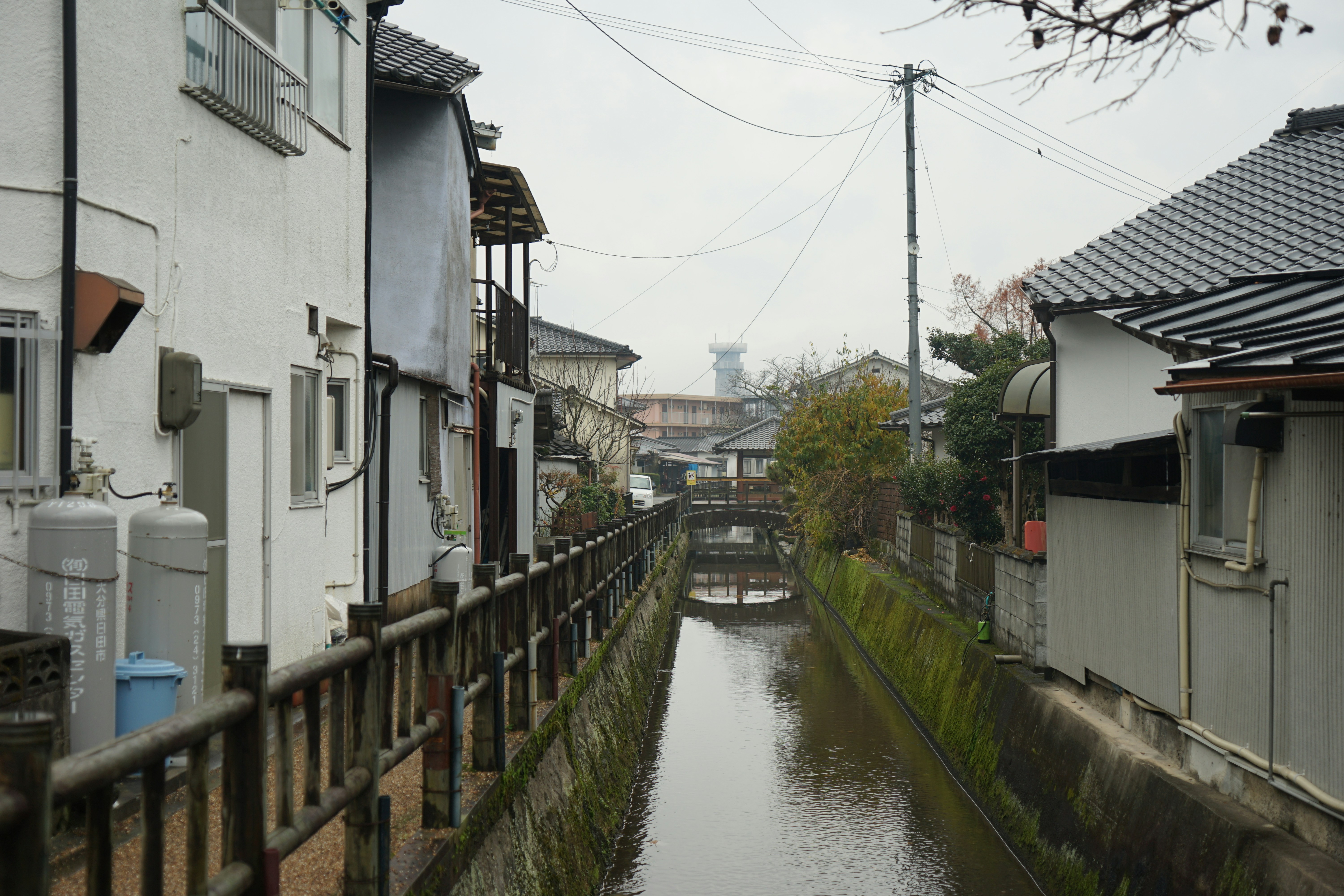 a canal between buildings
